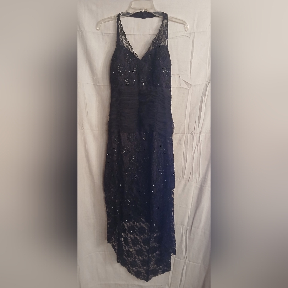 VINTAGE SEAN COLLECTION Black Halter HIGH LOW Dress